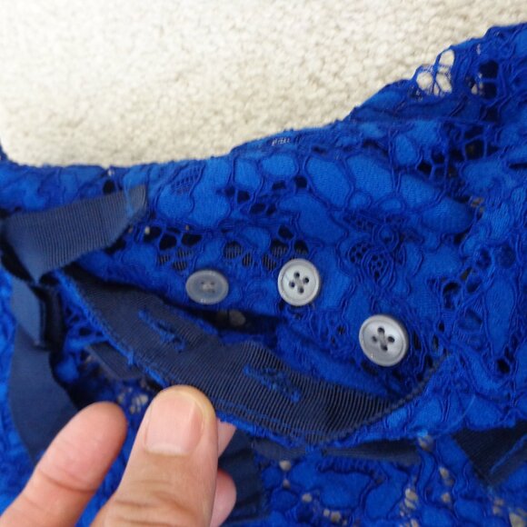 J. Crew Mockneck Floral Lace Bows in Baroque Blue Top without Camisole Size 10 - Picture 6 of 8